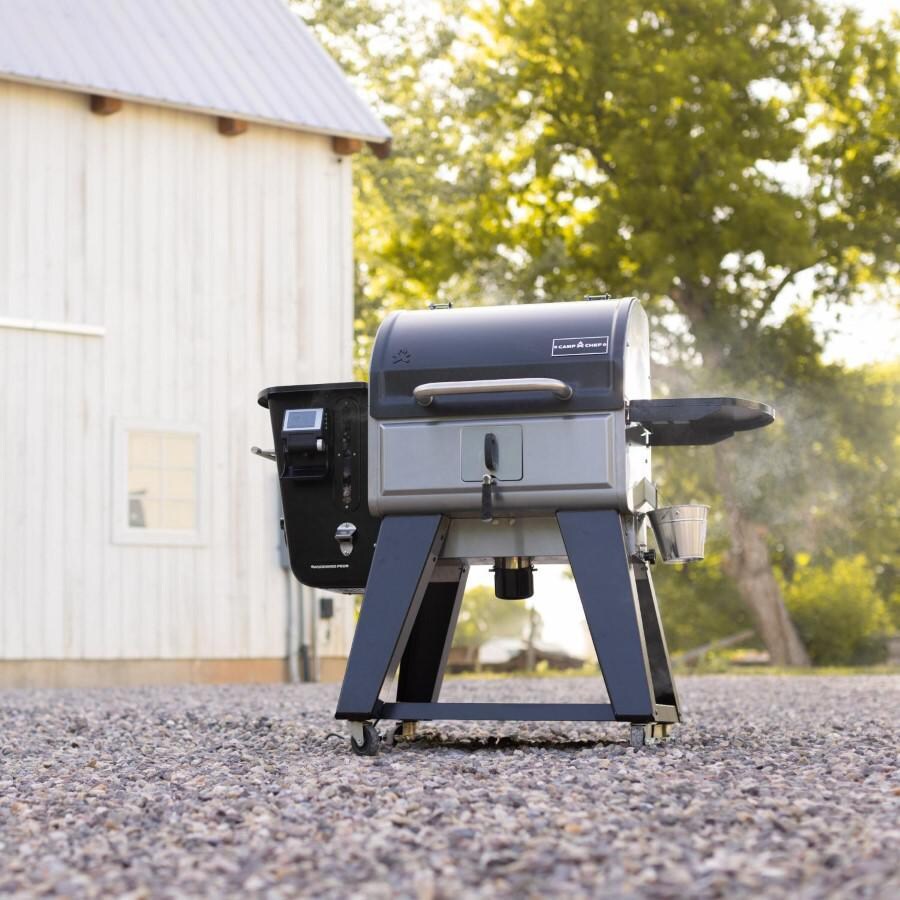 Camp Chef PG24WWSB0 + PG14 Woodwind Pro 24-in Pellet Grill w/ Propane Sidekick Griddle - Lifestyle - Shown Without Sidekick Angled thumbnail