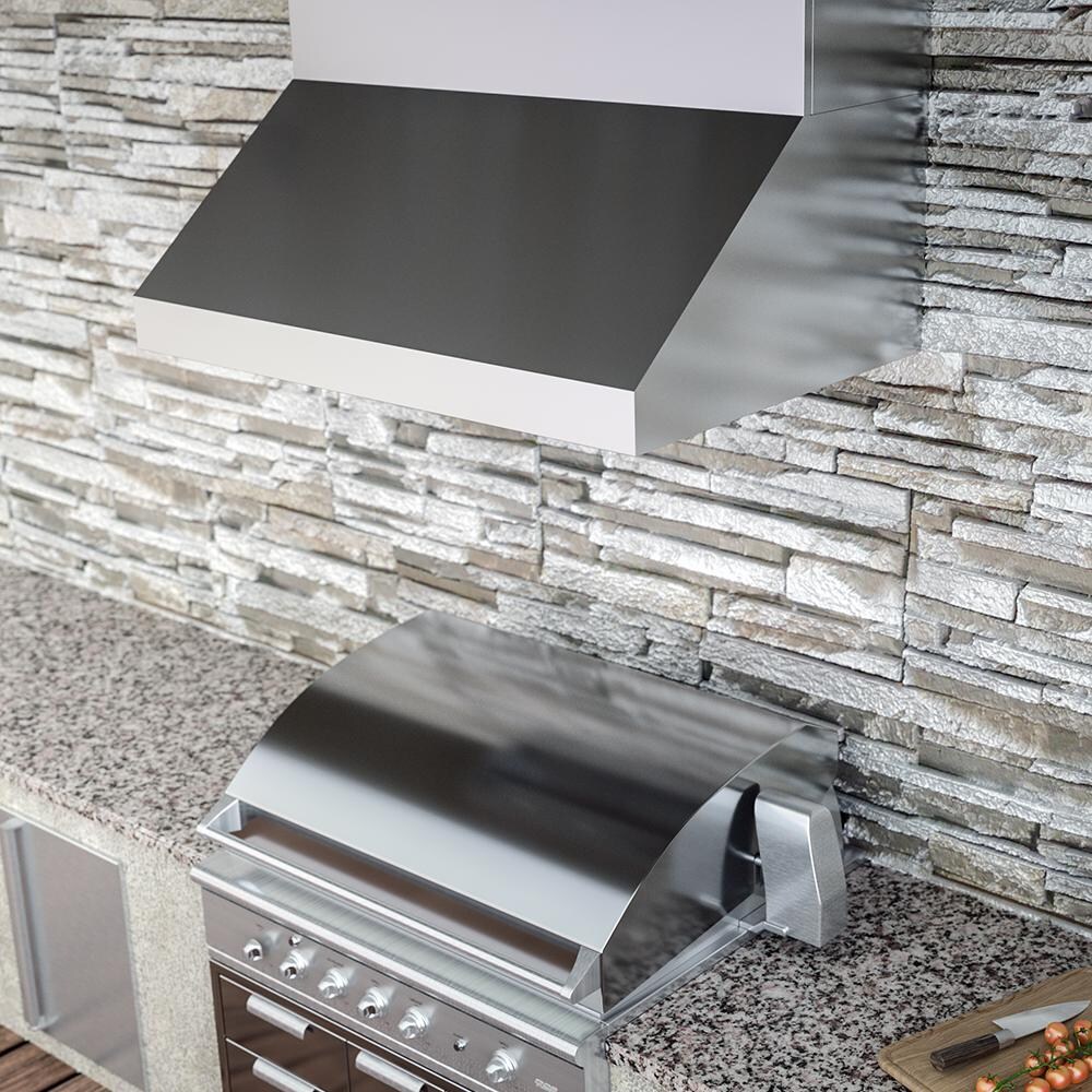 Zephyr AK7836BS 36-Inch Cypress Wall Outdoor Range Hood - 1200 CFM - Angled Overhead thumbnail