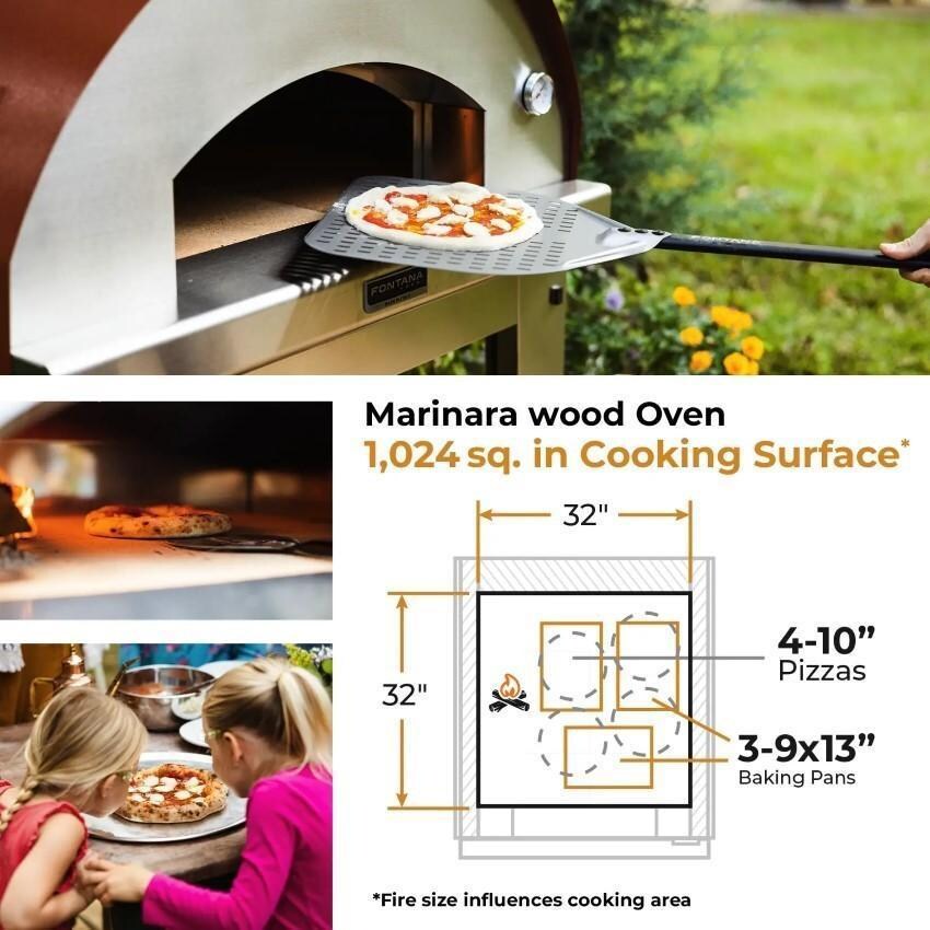 Fontana Forni FTMARIN-S Marinara Wood-Fired - Stainless - Cooking Surface - Dimensional thumbnail