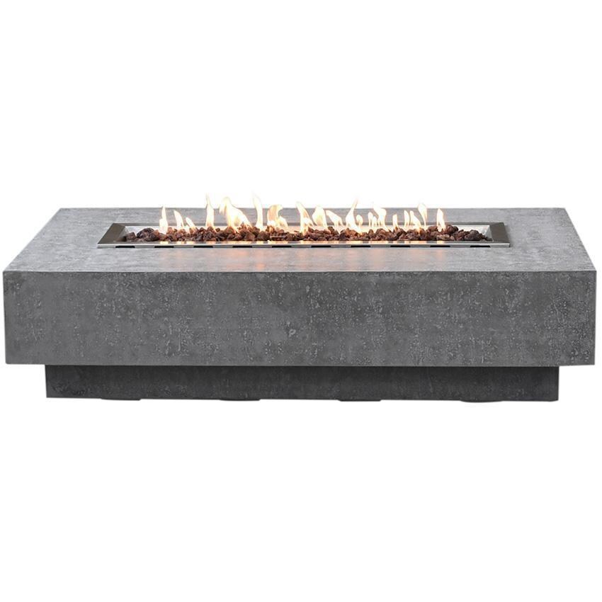 Hampton 56-in Rectangular Concrete Propane Fire Pit Table in Light Gray By Elementi - Display - White Background thumbnail