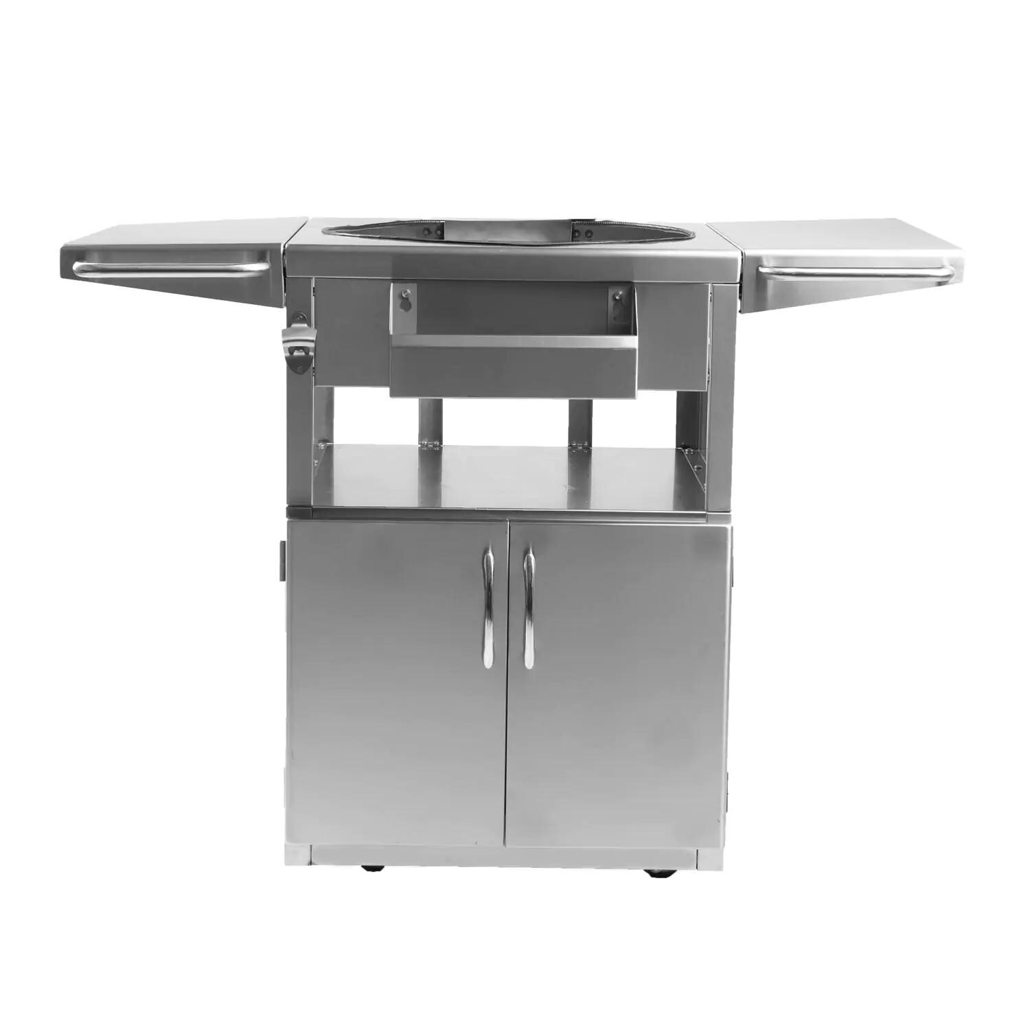 BBQGuys Signature BBQ-KGC-SS Stainless Steel Grill Cart For 18-Inch Kamado Grill thumbnail