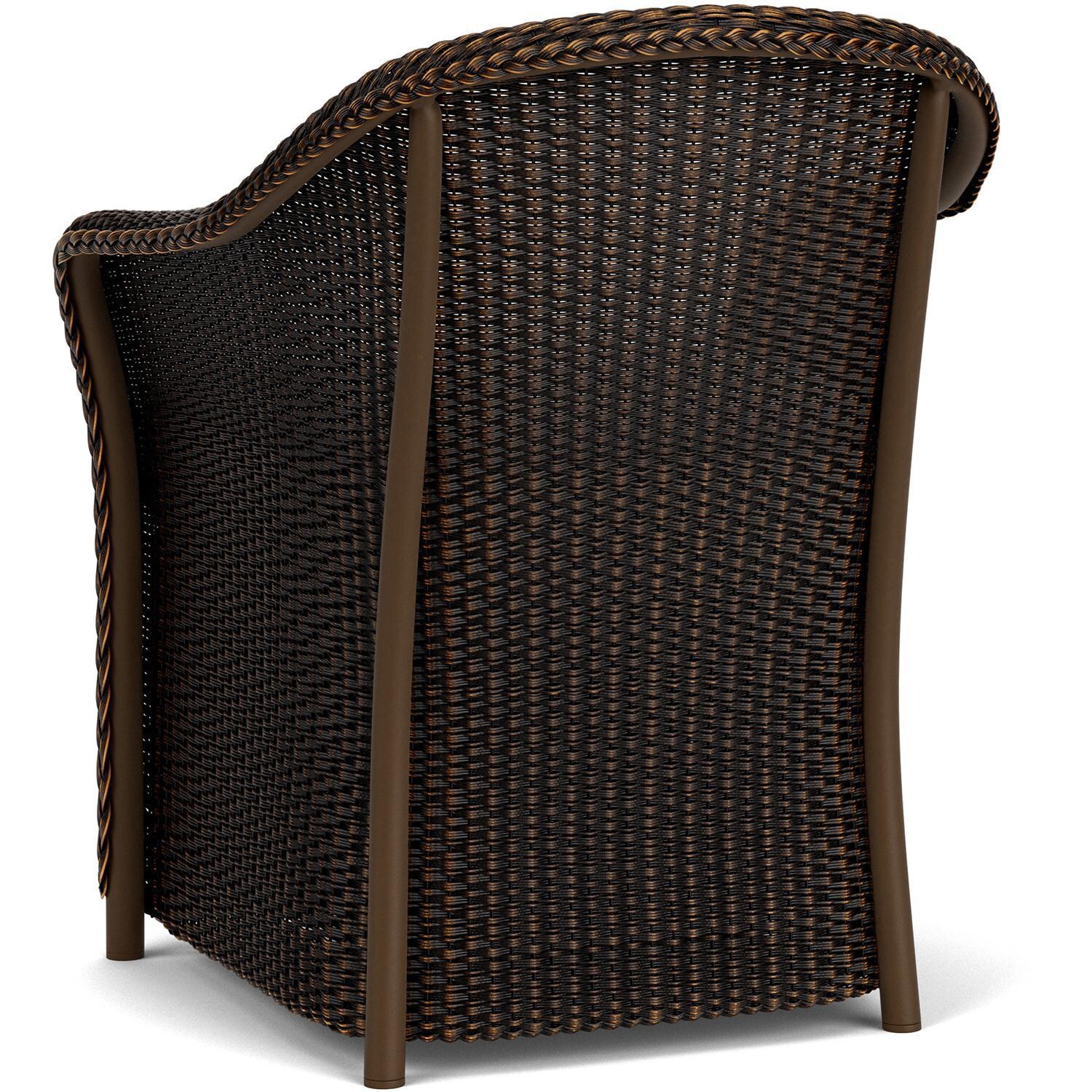 Lloyd Flanders Weekend Retreat Dining Armchair in Mink Finish W/ Remy Cloud Fabric - Back Left thumbnail