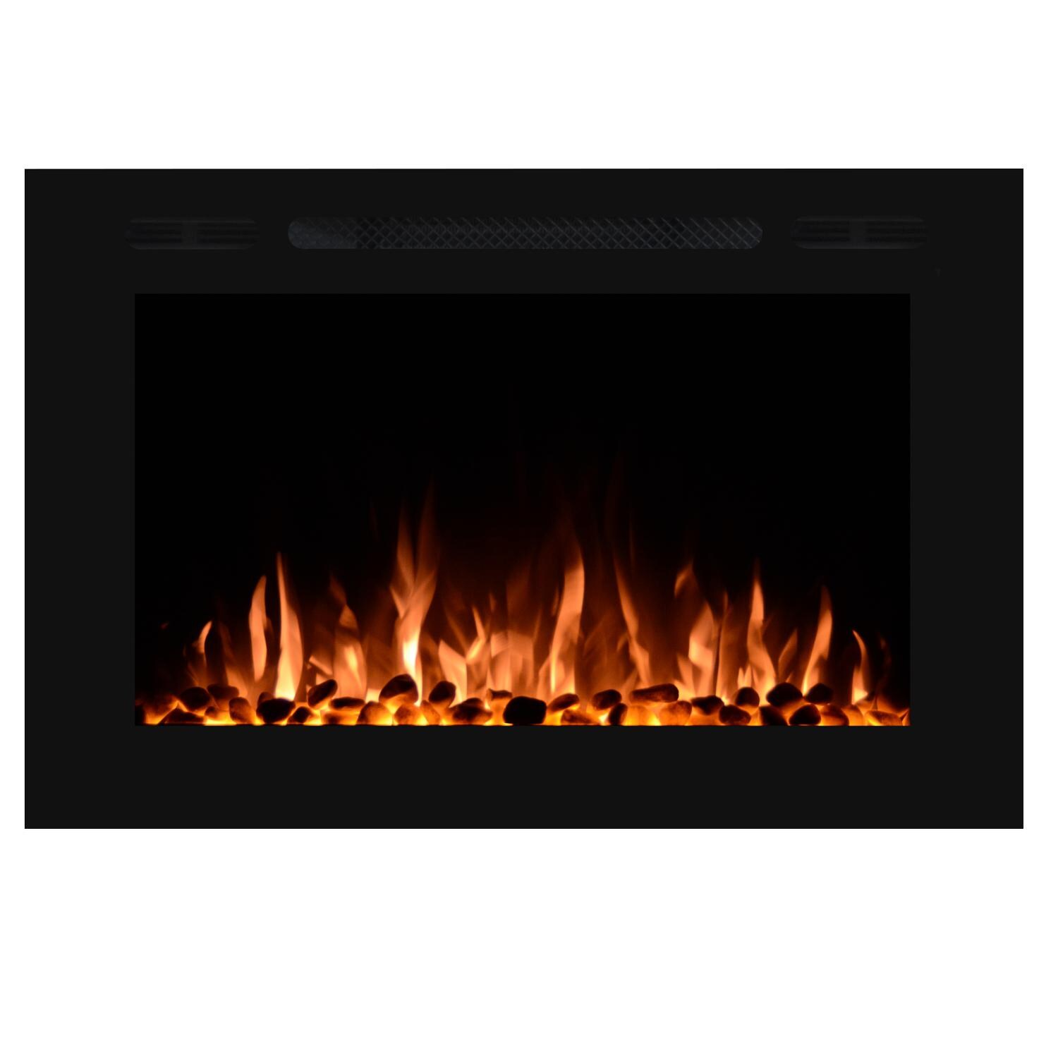 Touchstone Home Products Forte 40-Inch Wall Mount/Flush Mount Electric Fireplace With Black Glass Surround - Stones thumbnail