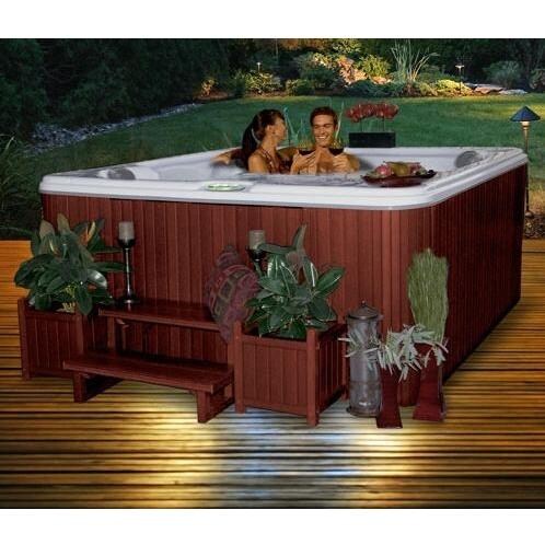 Geo 6 Person 110V Hot Tub Bench Spa With 30 Jets Mahogany Base / Snow