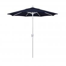 California Umbrella 7.5 Ft. Octagonal Aluminum Push Button Tilt Patio Umbrella W/ Crank Lift & Aluminum Ribs - Matted White Frame / Olefin Navy Blue Canopy image
