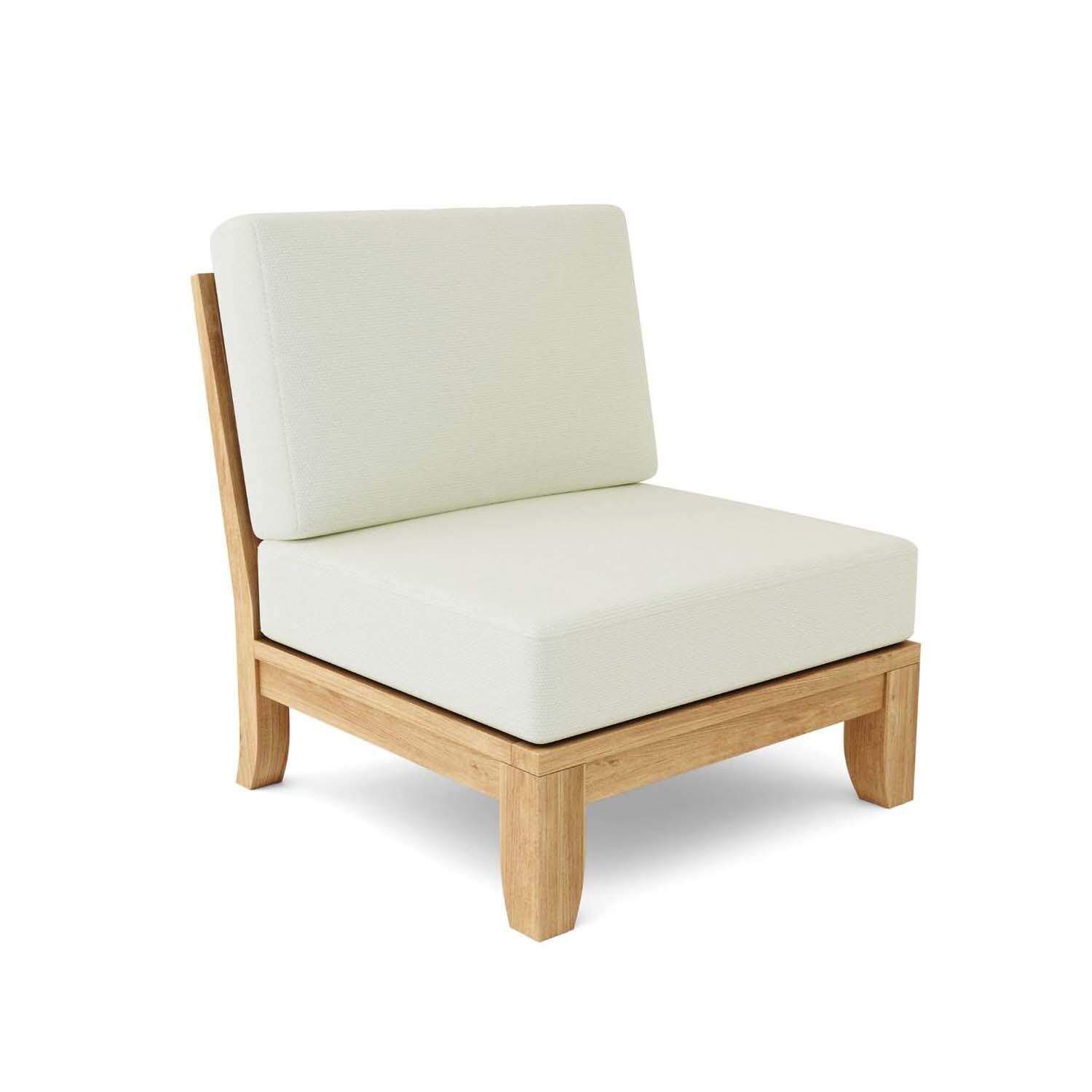 Currier Bay 11 Pc Teak Seating Set in Canvas Natural by Lakeview Outdoor Designs - Armless Chair - White Background thumbnail