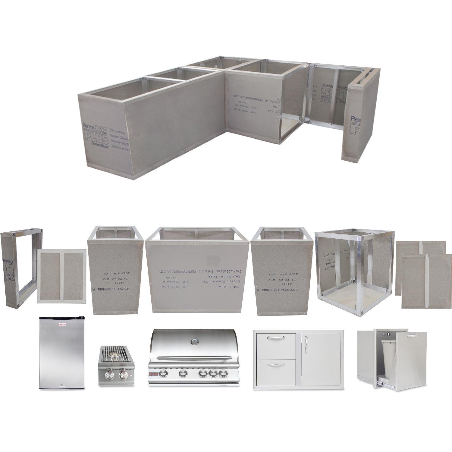 Blaze 13Piece BBQ Grill LShaped Island Package With 32Inch Premium LTE Natural Gas Grill