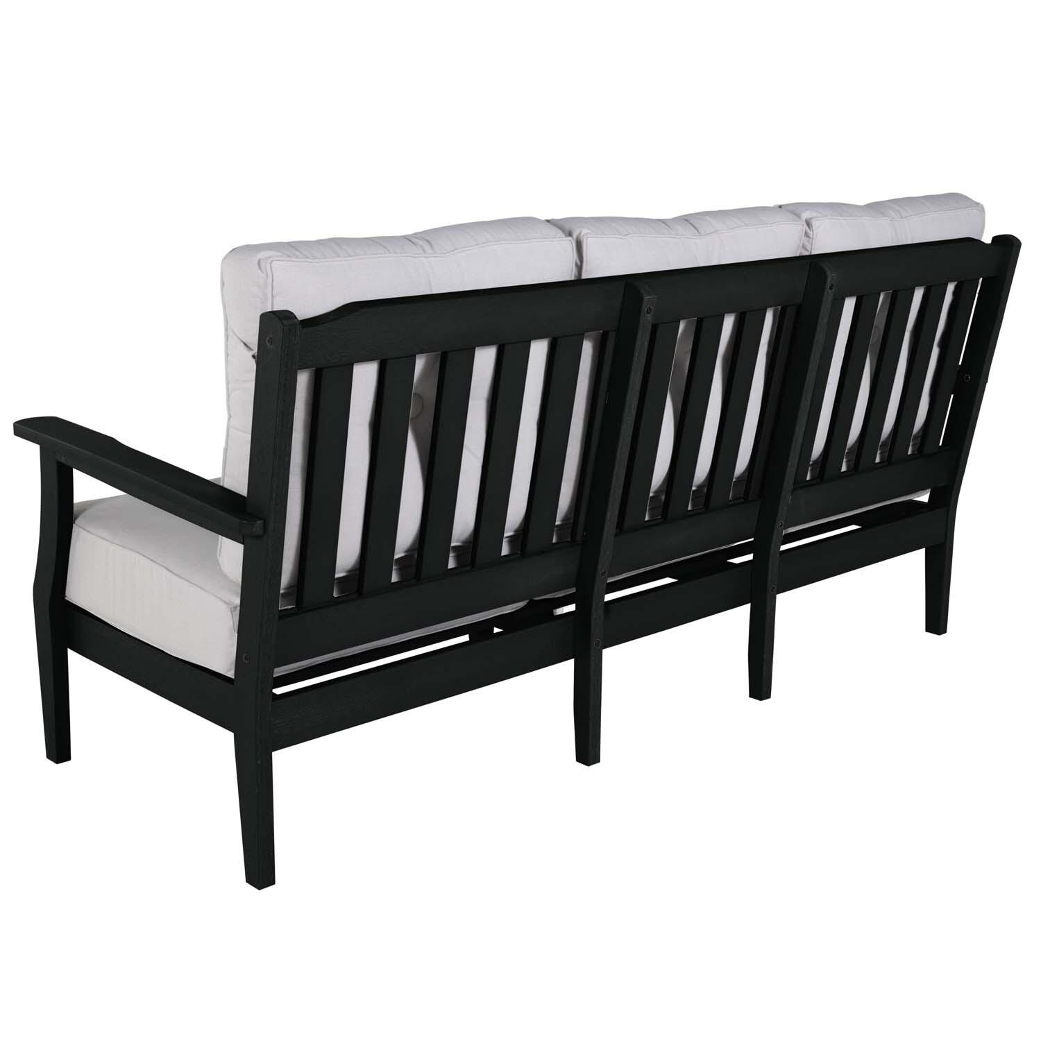 Blushing Bay 2 Pc Recycled Plastic Seating Set in Bliss Linen/Black by Lakeview Outdoor Designs - Love Seat Back View - White Background thumbnail