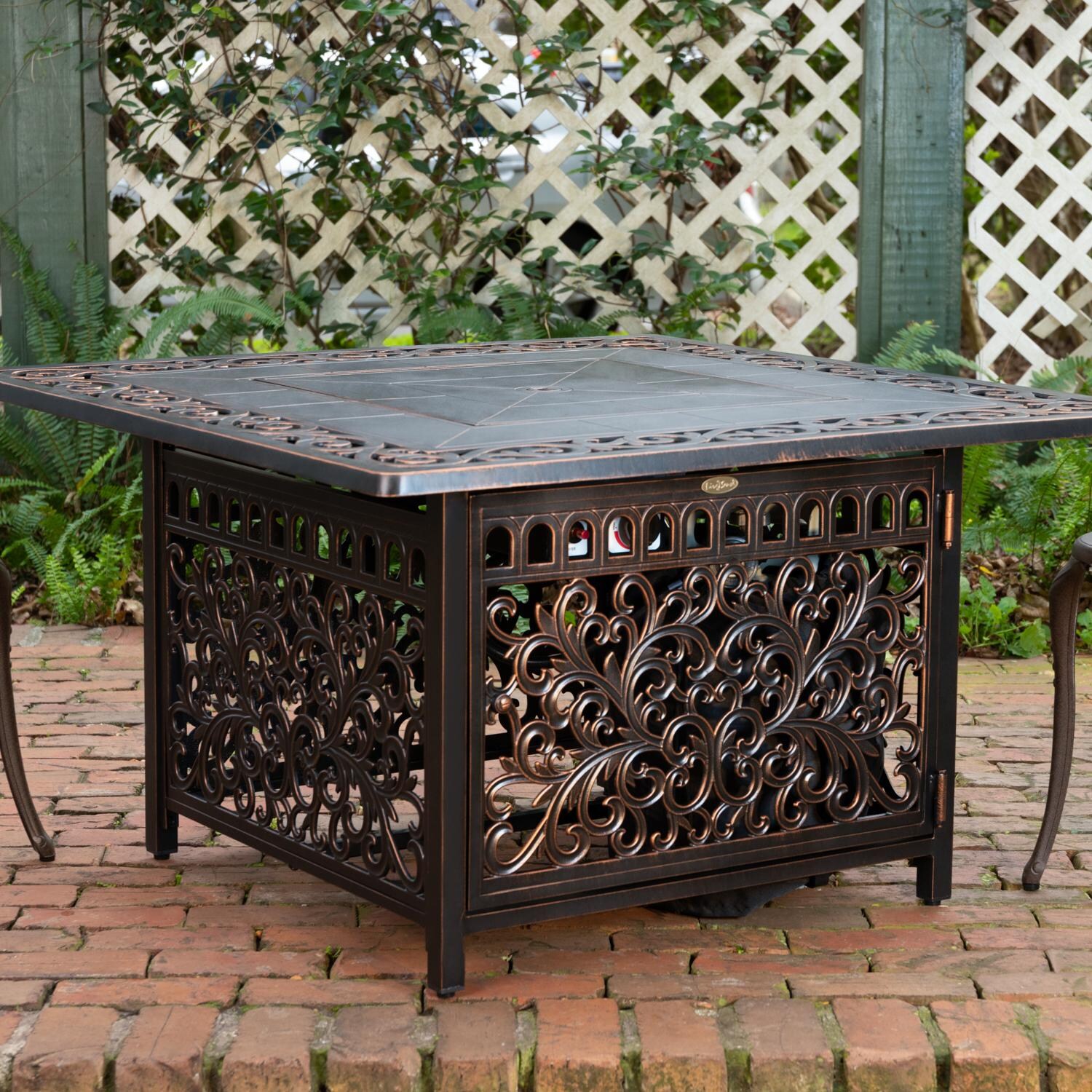 Ultimate Patio SC62527 West Cay 42-Inch Square Cast Aluminum Propane Fire Pit Table - Burner Cover thumbnail