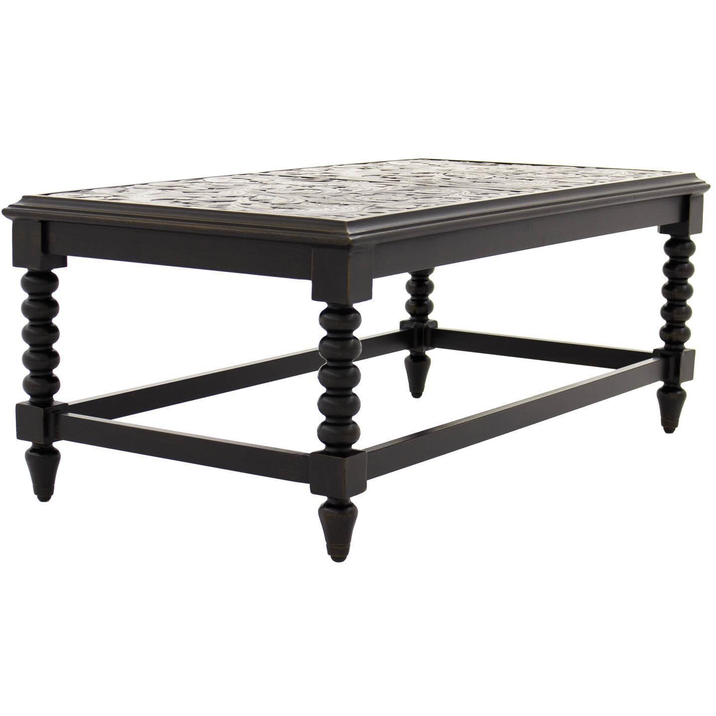 Du Monde 46 X 24 Inch Rectangular Cast Aluminum Outdoor Coffee Table - Angled View thumbnail