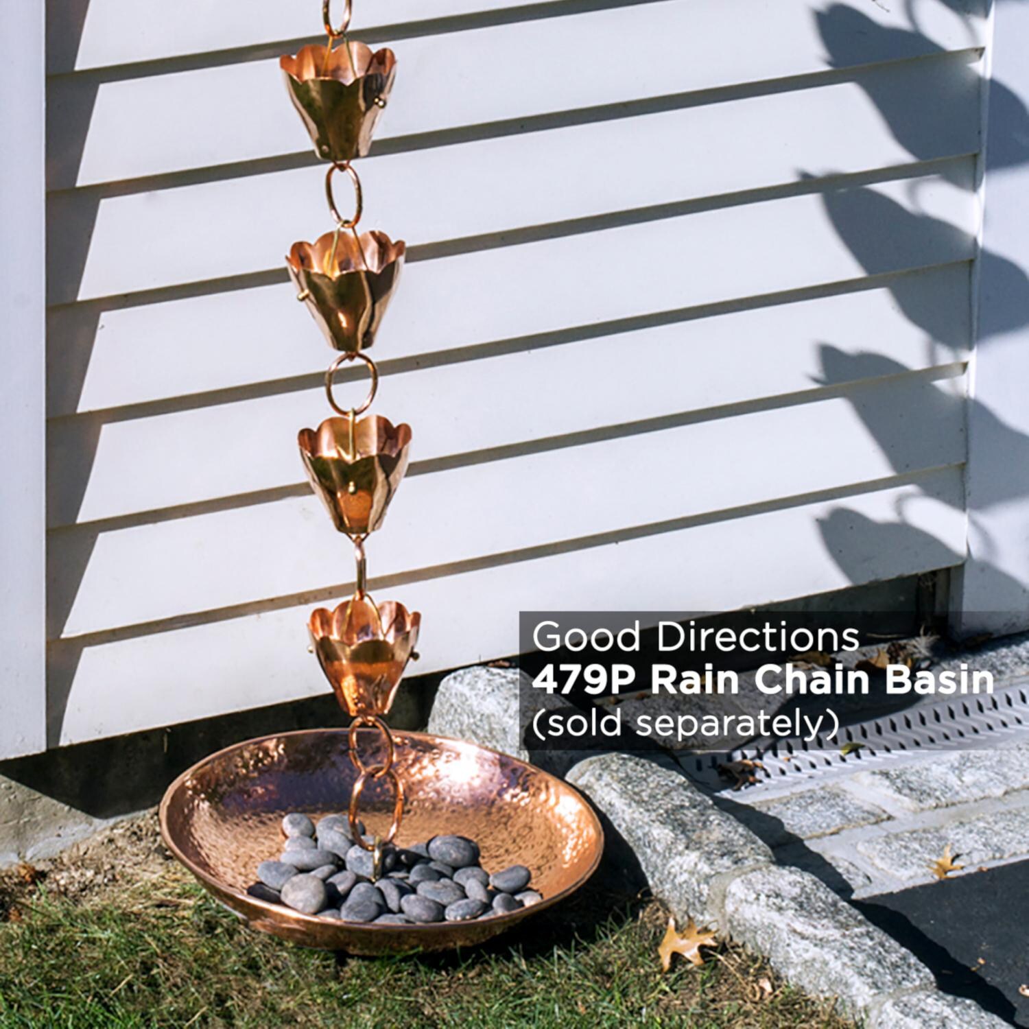 Tulip 8.5 Ft. Rain Chain By Good Directions - Polished Copper thumbnail