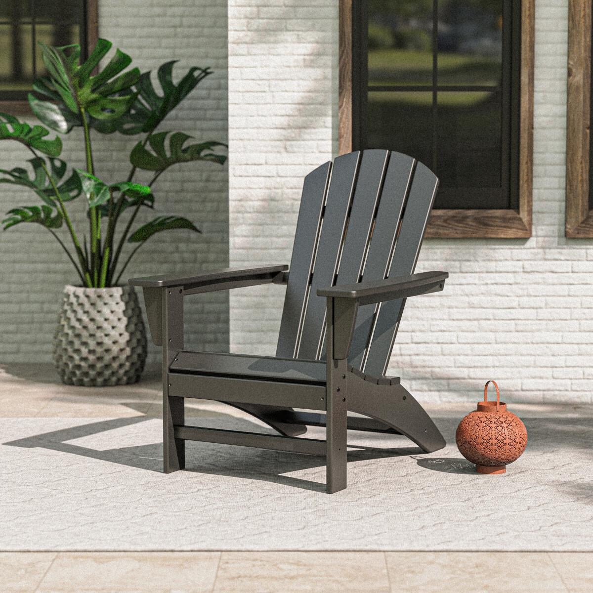 Nautical Recycled Plastic Adirondack in Black by POLYWOOD