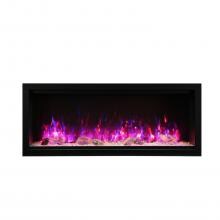 Amantii Symmetry Series Extra Tall 50-Inch Built-In Electric Fireplace with Black Steel Surround - ICE Media Kit - Indoor/Outdoor - SYM-50-XT