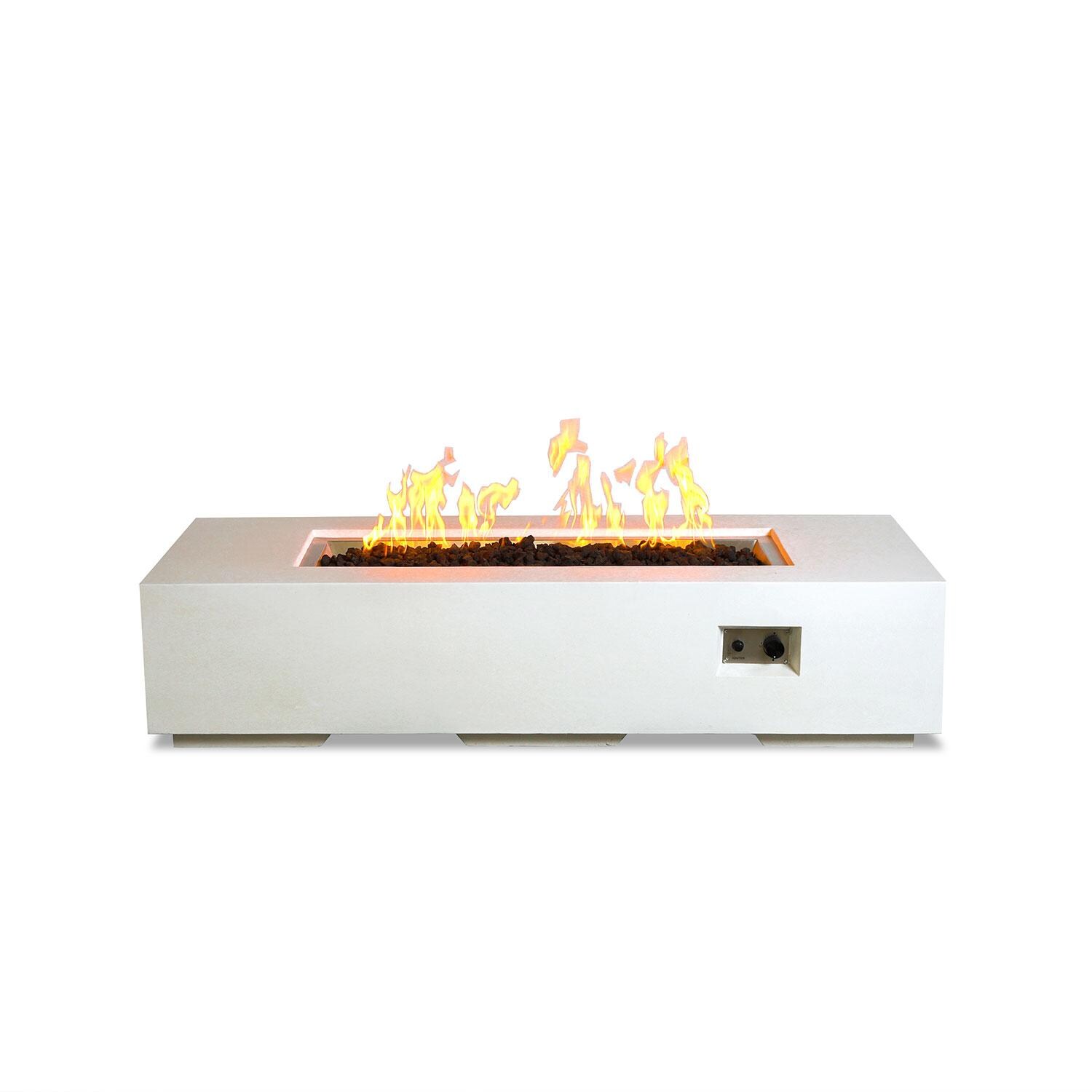 Glenwood 72-in Rectangular Concrete Natural Gas Fire Pit in White by Lakeview Outdoor Designs - White Background thumbnail