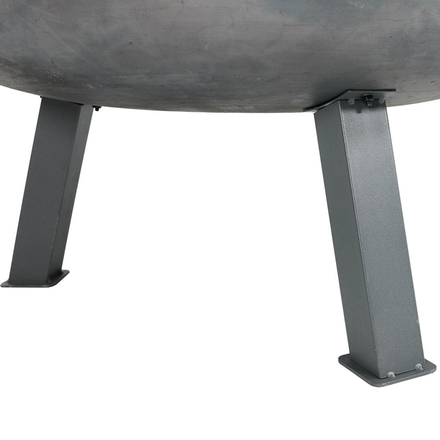 Ultimate Patio Rustic 34 Inch Round Cast Iron Wood-Burning Fire Pit in Dark Gray - Leg Detail - Detail thumbnail