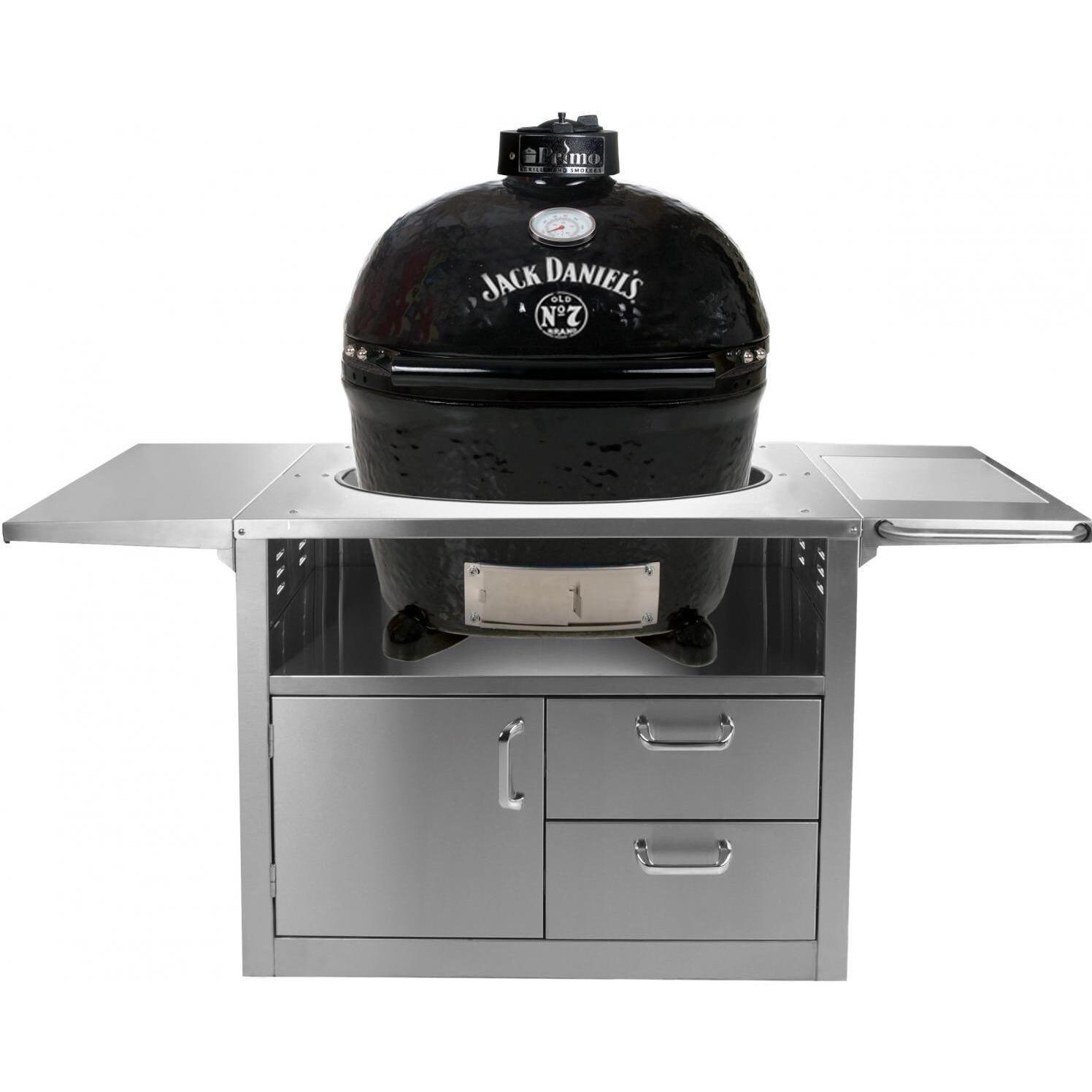 Primo Jack Daniels Edition Oval XL Ceramic Kamado Grill On Stainless