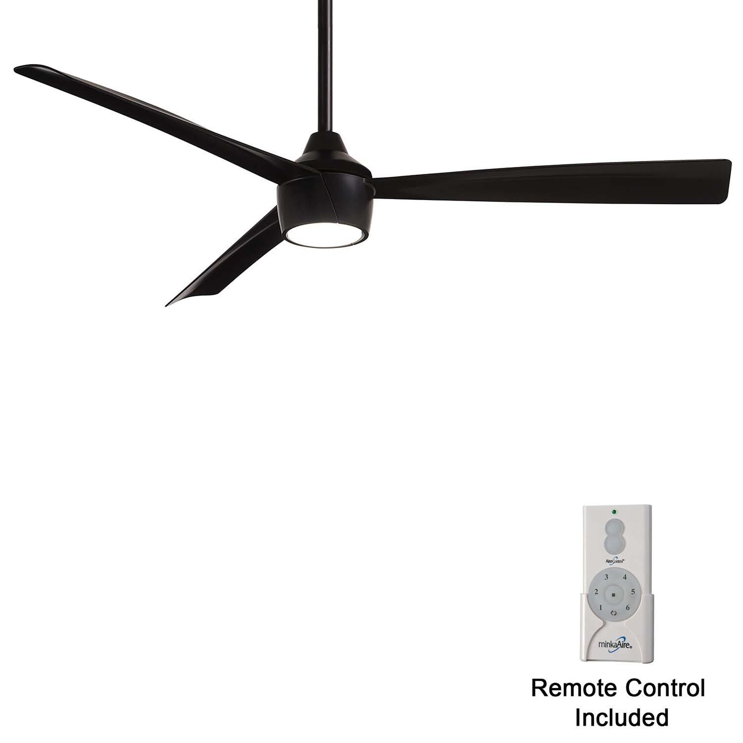 Minka-Aire F626L-CL Skinnie 56-Inch 3-Blade LED Ceiling Fan in Coal Finish w/ Coal Blades & Etched Lens - Remote Included thumbnail