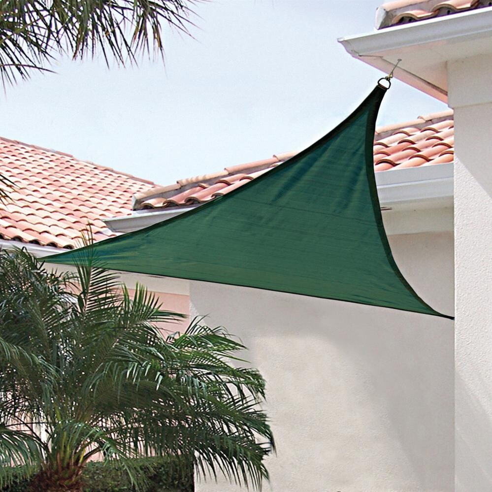 ShadeLogic Sun Shade Sail Heavy Weight 16 Foot Triangle - Evergreen Awning thumbnail