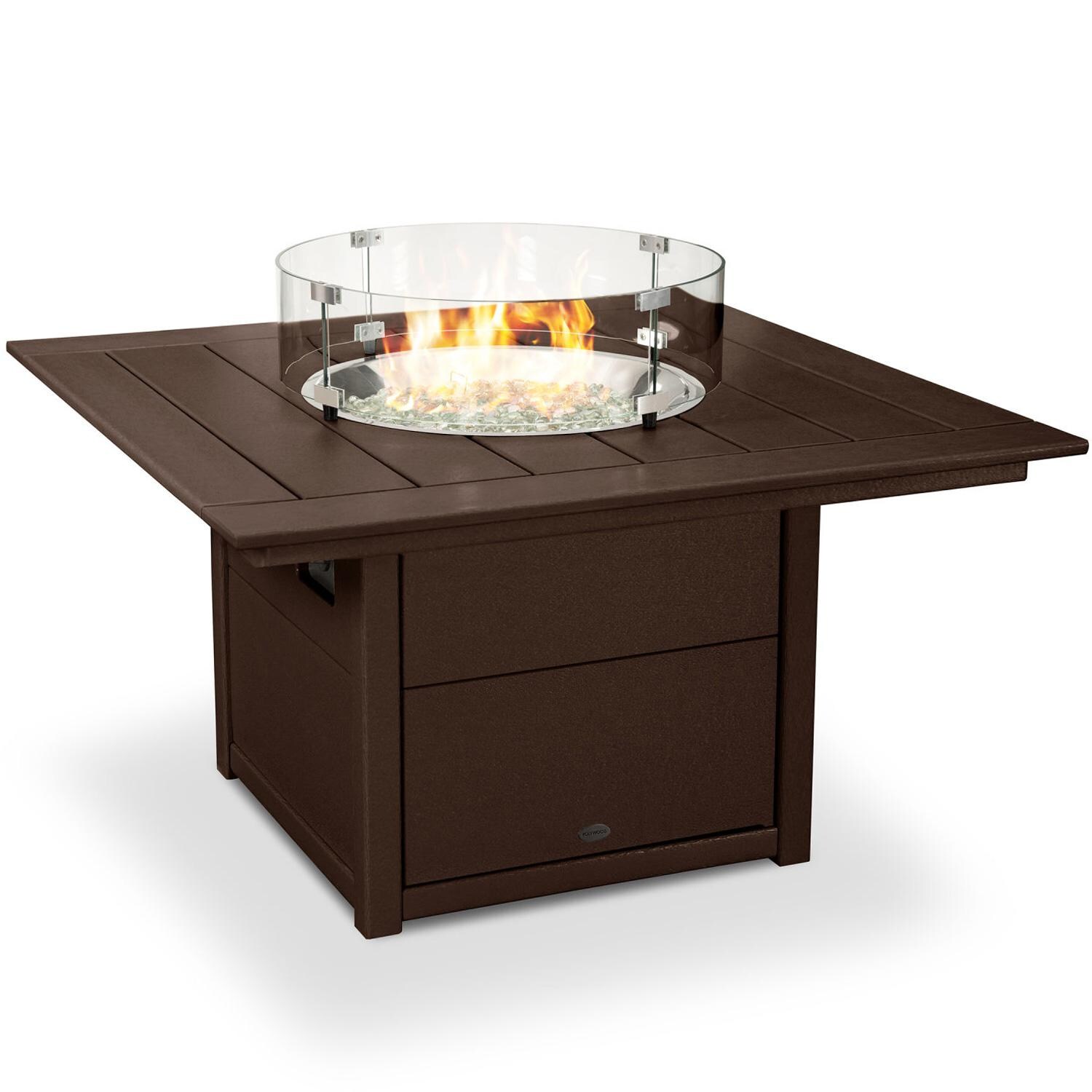 POLYWOOD 42-Inch Square Propane Fire Pit Table - Mahogany thumbnail
