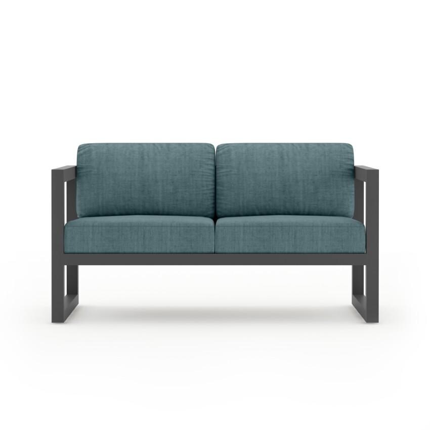 Misty Cove 3 Piece Seating Set in Slate w/Loveseat & Cast Lagoon Cushions by Lakeview - Loveseat - White Background thumbnail