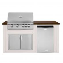 BBQGuys.com 6 Ft BBQ Island With Blaze 32-Inch Propane Gas Grill, Double Access Door & Compact Refrigerator - Greige/Brown - BLZAD4.5LP-6VP4PGCB image