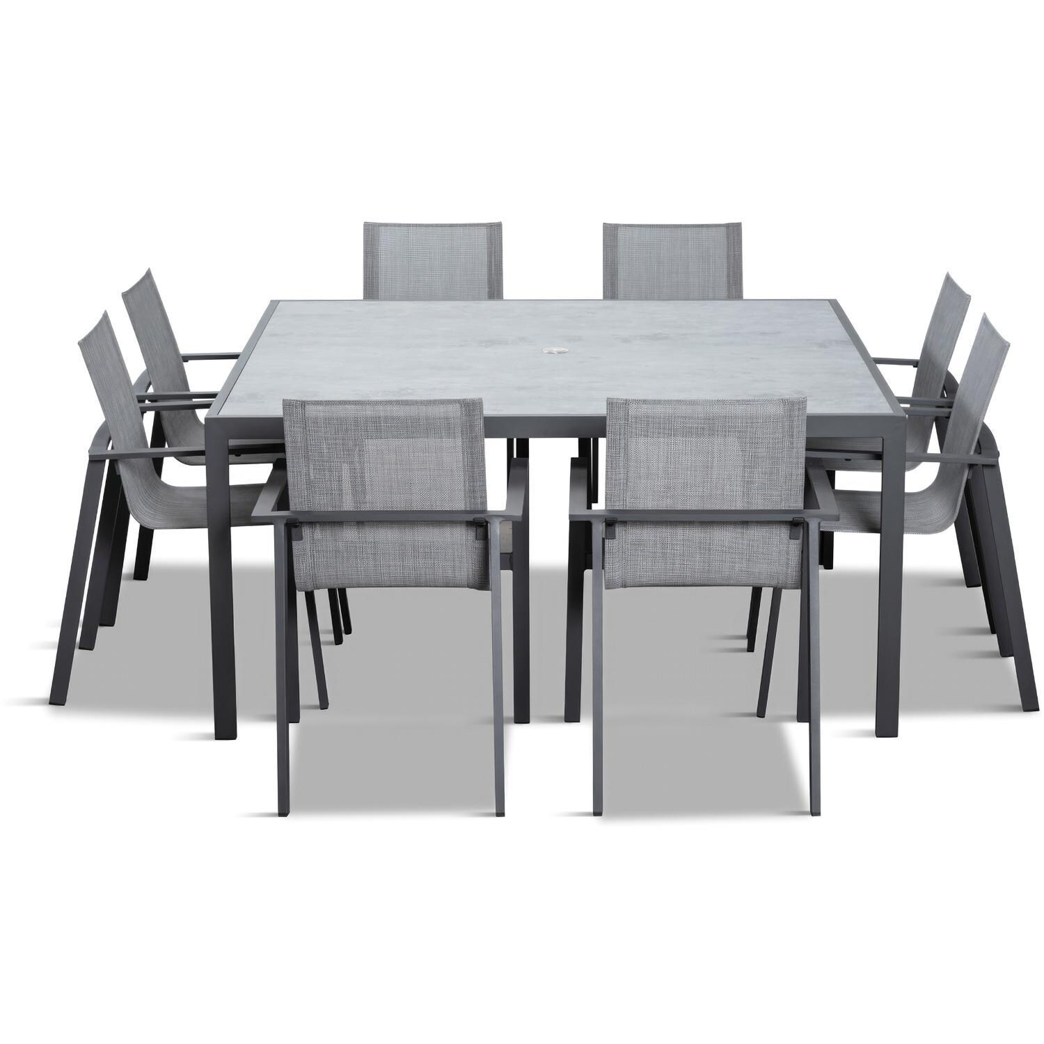 Spring Bay 9 Piece Square Dining Set in Slate - Front View - White Background thumbnail