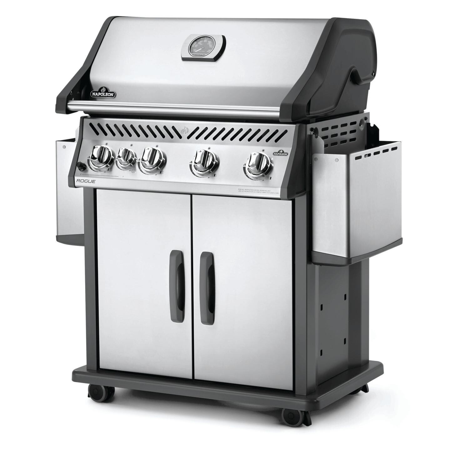 Napoleon Rogue 525 Propane Gas Grill With Range Side Burner - R525SBPSS - Angled View thumbnail