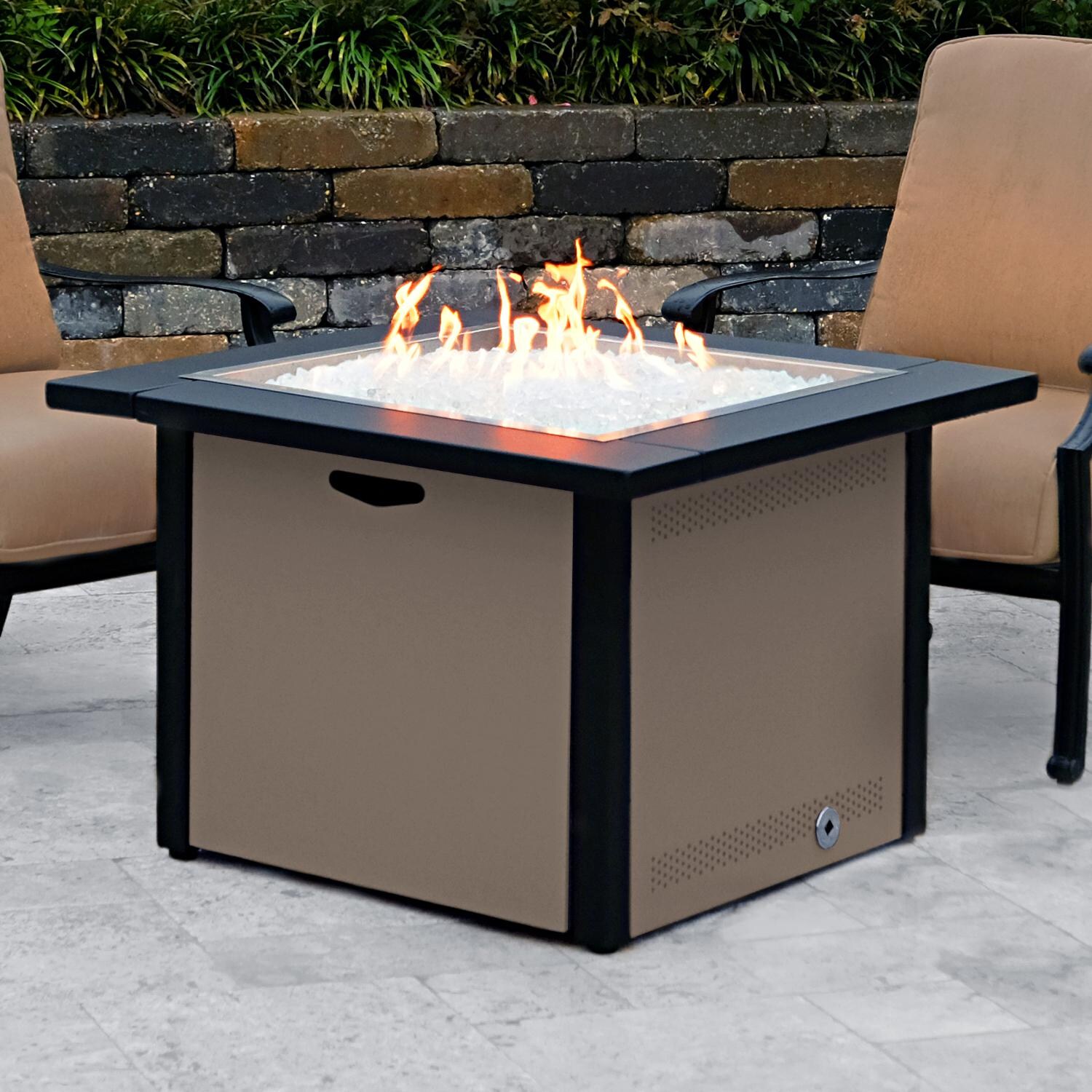 Lakeview Outdoor Designs Challenger 36-Inch  Fire Pit Table - Close Up - Shown w/ Optional Clear Fire Glass thumbnail