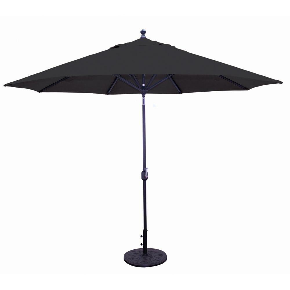 Galtech 11 Ft. Octagonal Aluminum Patio Umbrella W/ Crank Lift & Deluxe Auto Tilt - Black Frame W/ Black Sunbrella Fabric (Umbrella Base Not Included) thumbnail