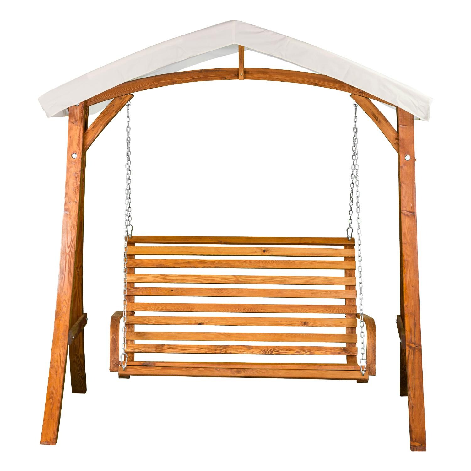 Leisure Season 6-Foot Wood Swing With Canopy - Shown Without Cushion thumbnail