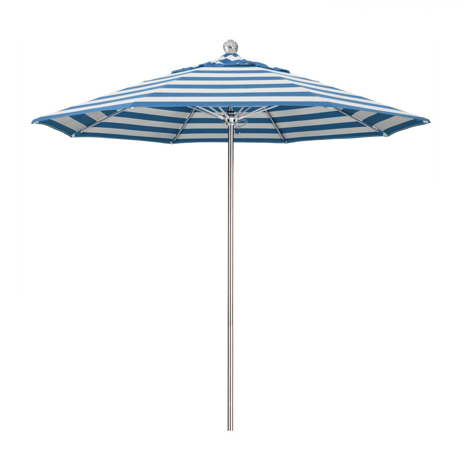 California Umbrella Allure Series 9 Ft Octagonal Stainless Steel Patio Umbrella W/ Pulley Lift & Fiberglass Ribs - Sunbrella Cabana Regatta Canopy California Umbrella Allure Series 9 Ft Octagonal Stainless Steel Patio Umbrella W/ Pulley Lift & Fiberglass Ribs - Sunbrella Cabana Regatta Canopy