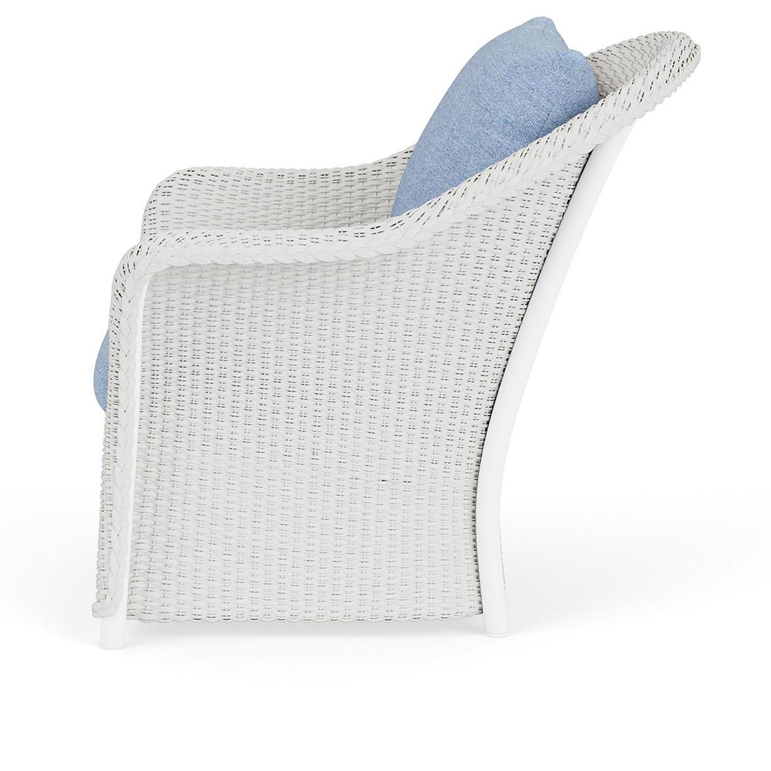 Lloyd Flanders Weekend Retreat Lounge Chair in Matte White Finish W/ Demo Skyway Fabric - Side thumbnail