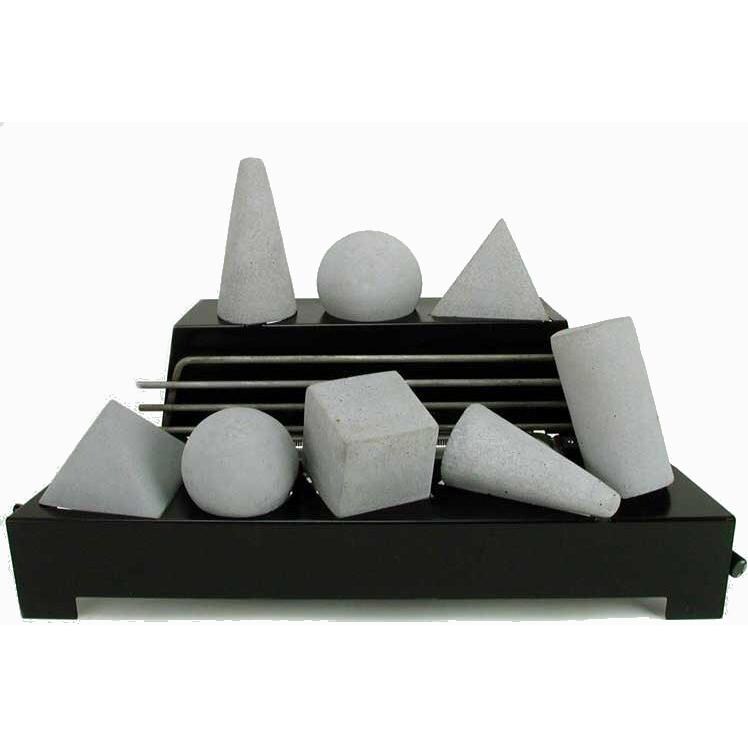 Rasmussen 24-Inch Light Gray ALTERNA See-Thru FireShape Set With Vent Free Propane Black Chassis Burner - Manual Safety Pilot