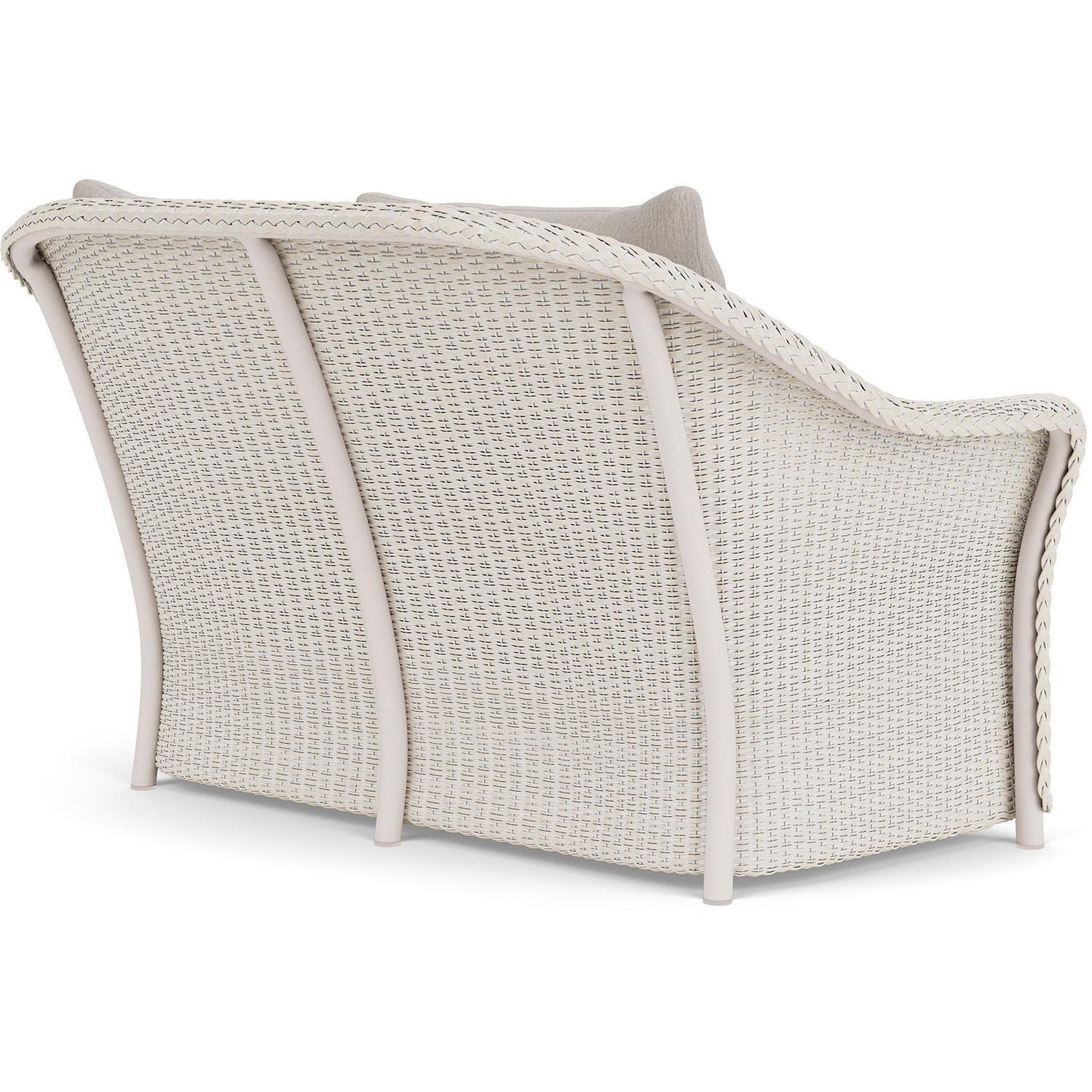 Lloyd Flanders Weekend Retreat Loveseat in Antique White Finish W/ Remy Cloud Fabric - Back Right thumbnail