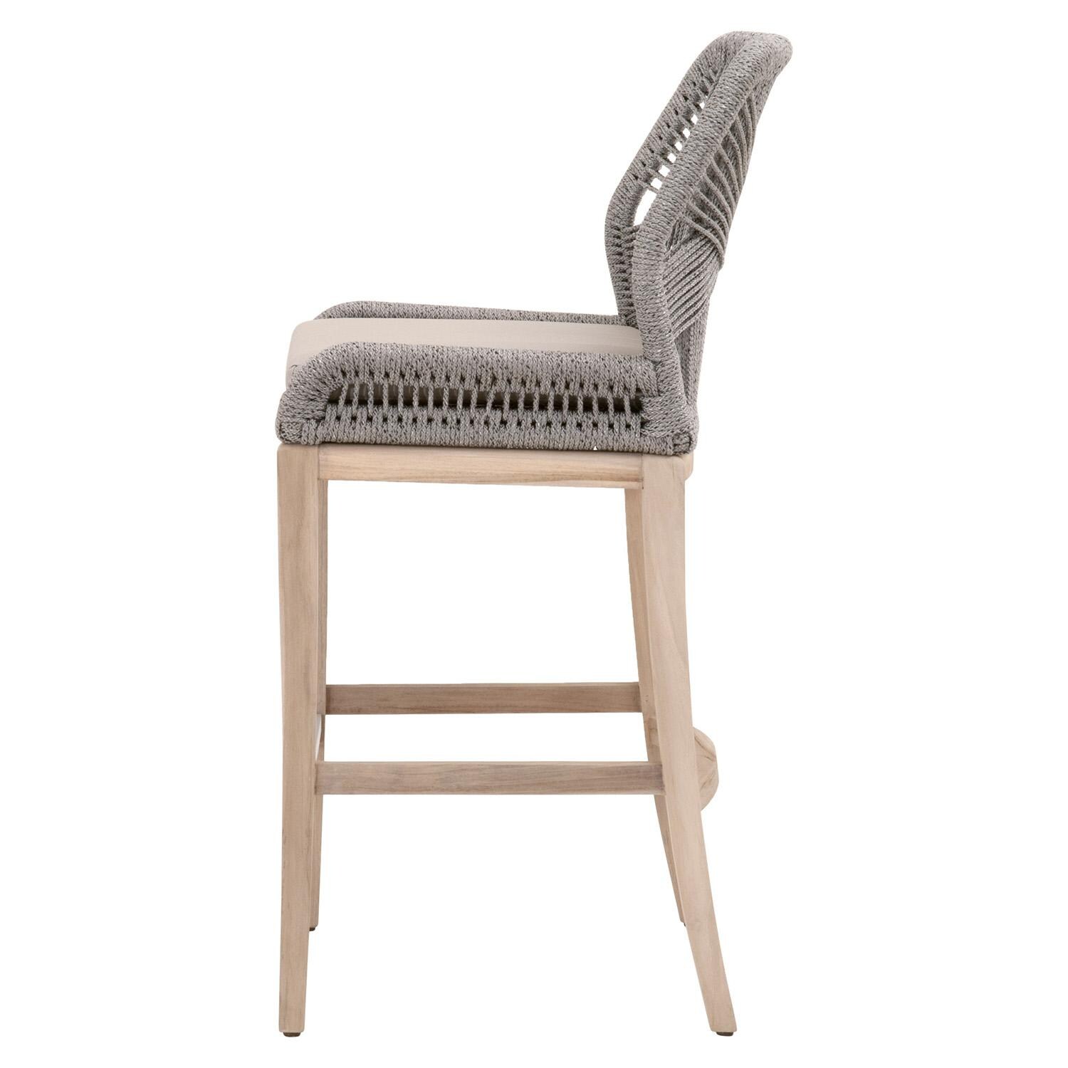 Lakeview Peninsula Way Woven Rope Bar Stool in Platinum - Side View thumbnail