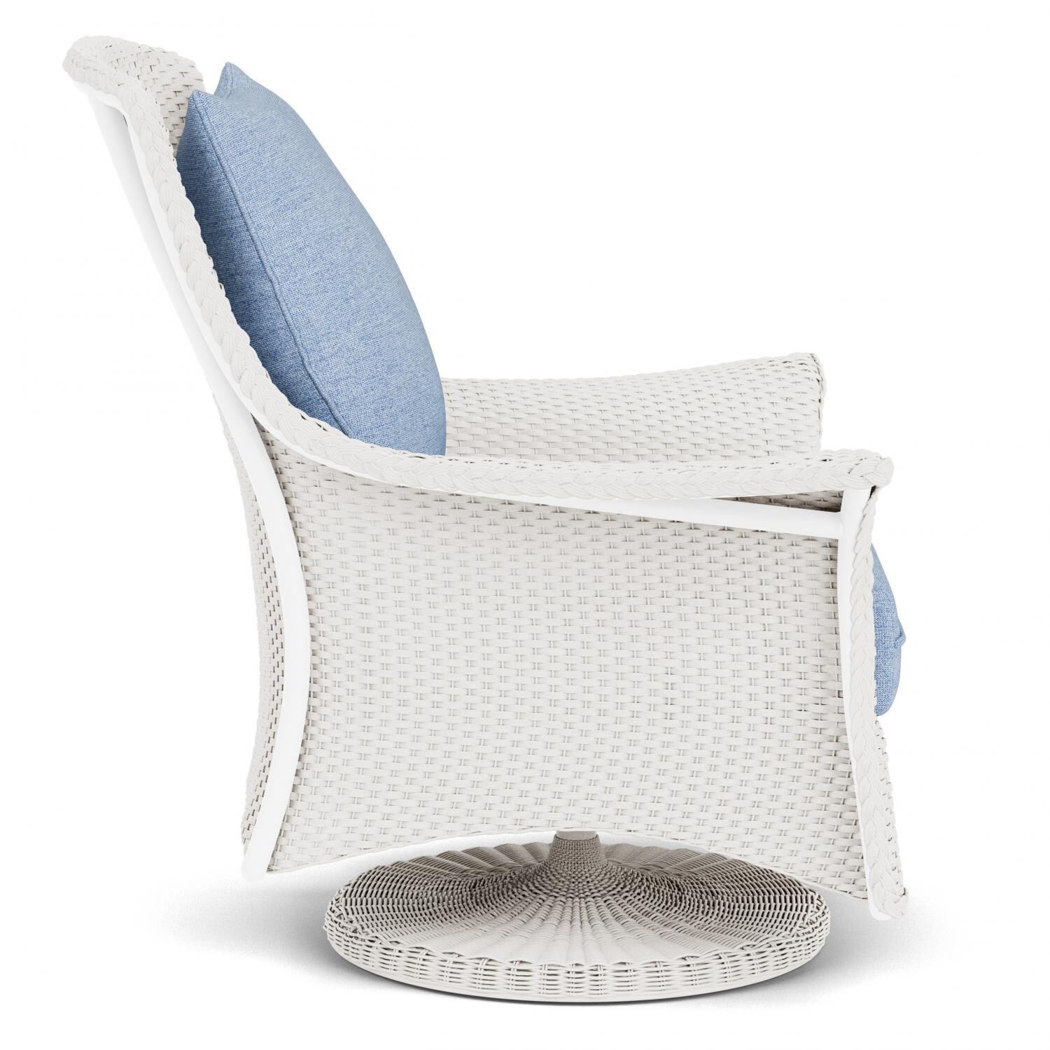Lloyd Flanders Mandalay Swivel Rocker Lounge Chair in White Finish with Demo Skyway fabric - Side thumbnail