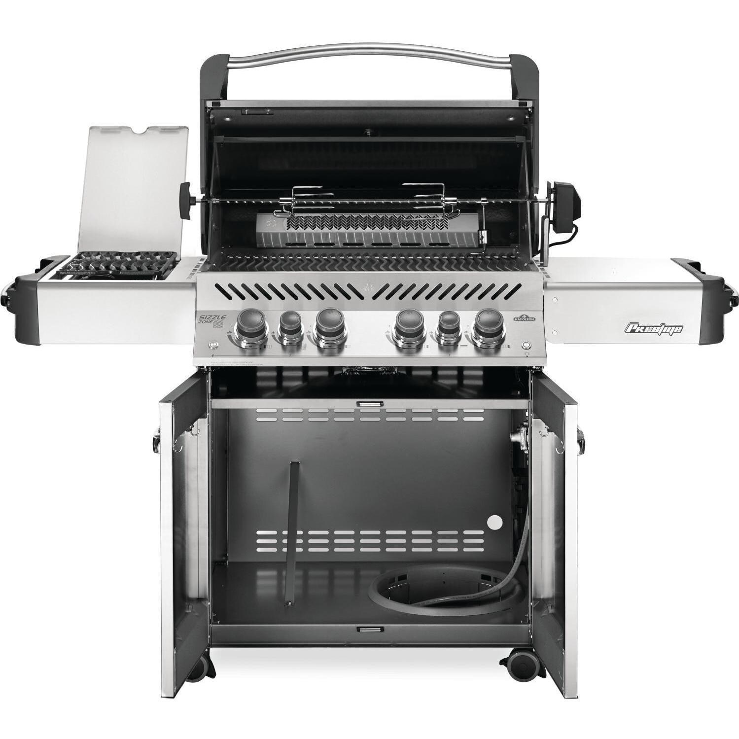 Napoleon Prestige 500 Propane Gas Grill with Infrared Rear Burner and Infrared Side Burner - Black - P500RSIBPK-3 (2019) - Open View thumbnail
