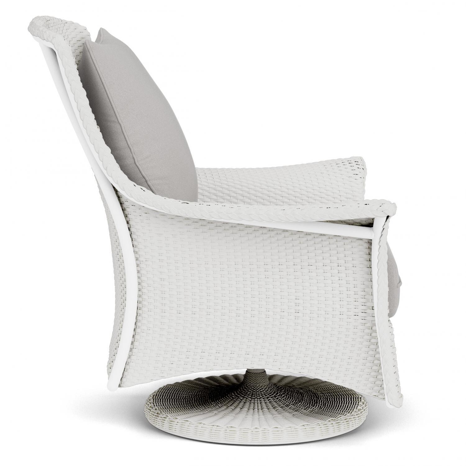 Lloyd Flanders Mandalay Swivel Rocker Lounge Chair in Matte White Finish with Tundra Dove fabric - Side thumbnail