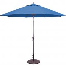 Galtech 9 Ft. Bar Height Octagonal Aluminum Patio Market Umbrella W/ Crank Lift And Auto Tilt - Charcoal Frame W/ Sunbrella Canvas Pacific Blue Canopy