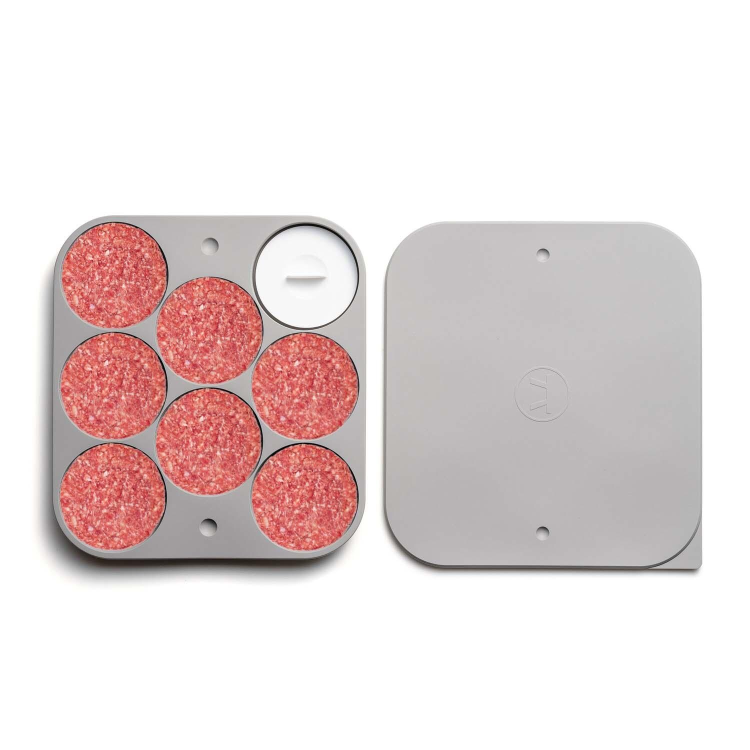 Outset  76660 Burger Patty Maker/ Freezer Storage - Shown w/ Burgers - White Background thumbnail