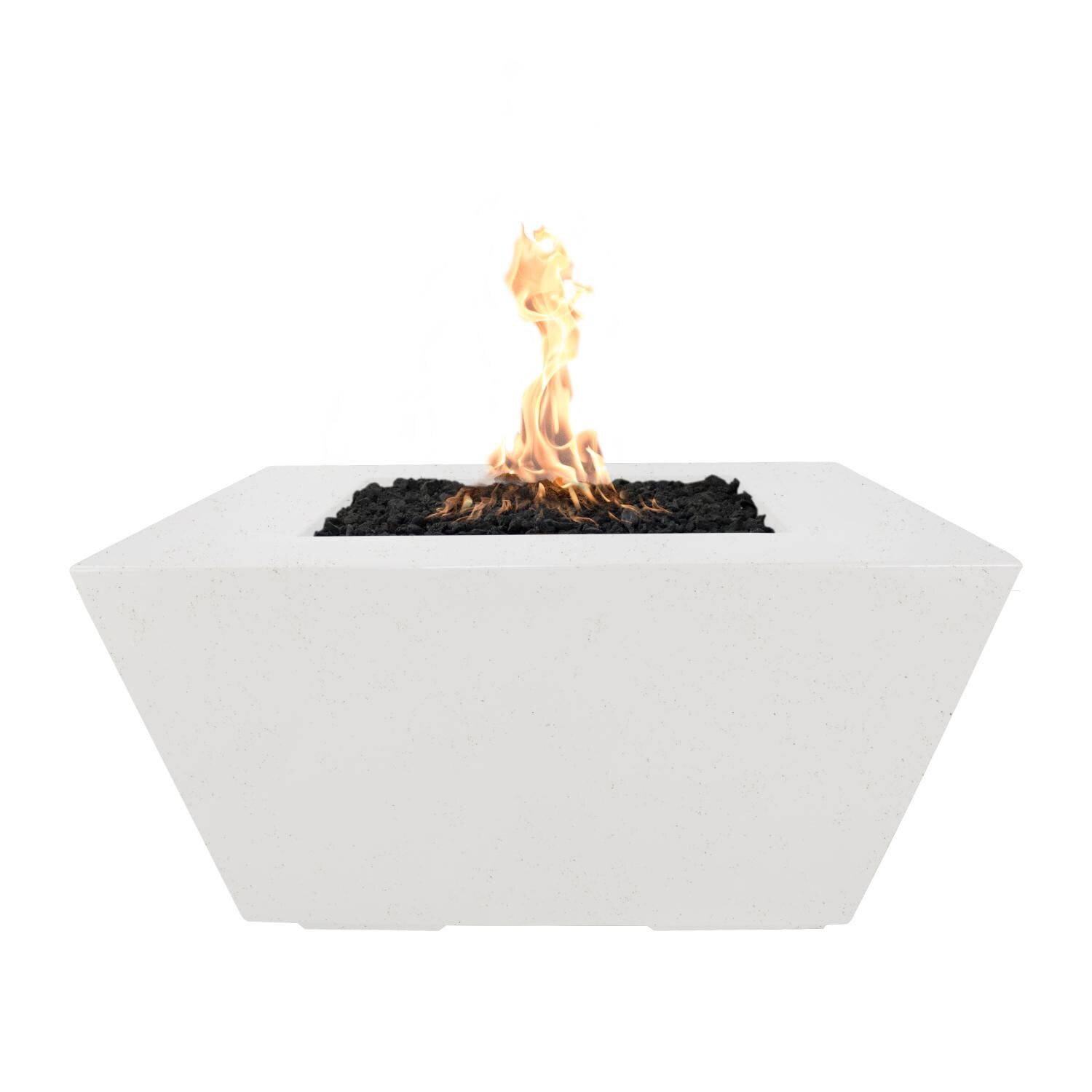 Redan 50 Inch Square GFRC Natural Gas Fire Pit in Limestone by The Outdoor Plus