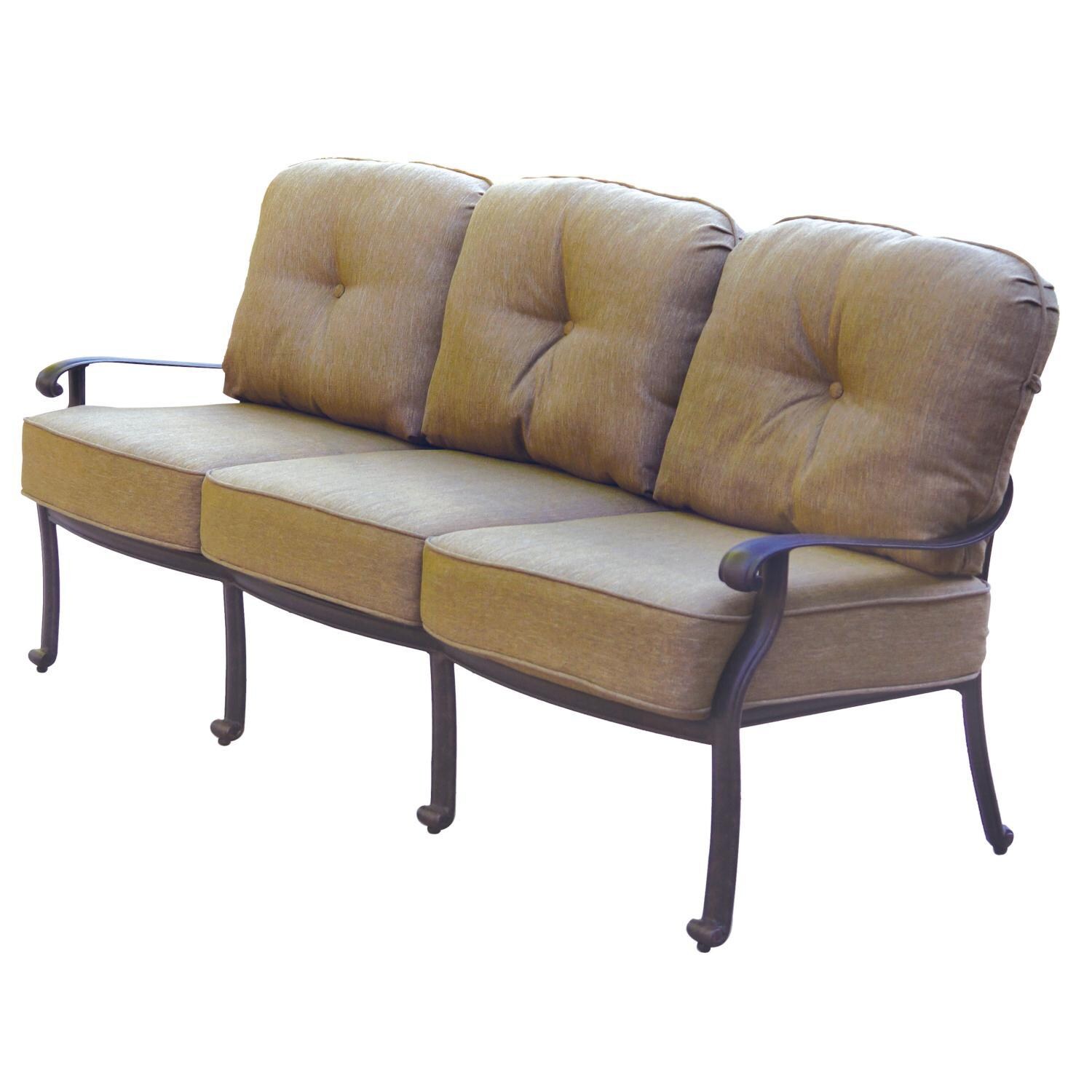 Darlee DL708-4PCS-77B Elisabeth 4 Piece Cast Aluminum Patio Conversation Set W/ Mocha Granite Top Coffee Table & Sesame Cushions - Sofa thumbnail