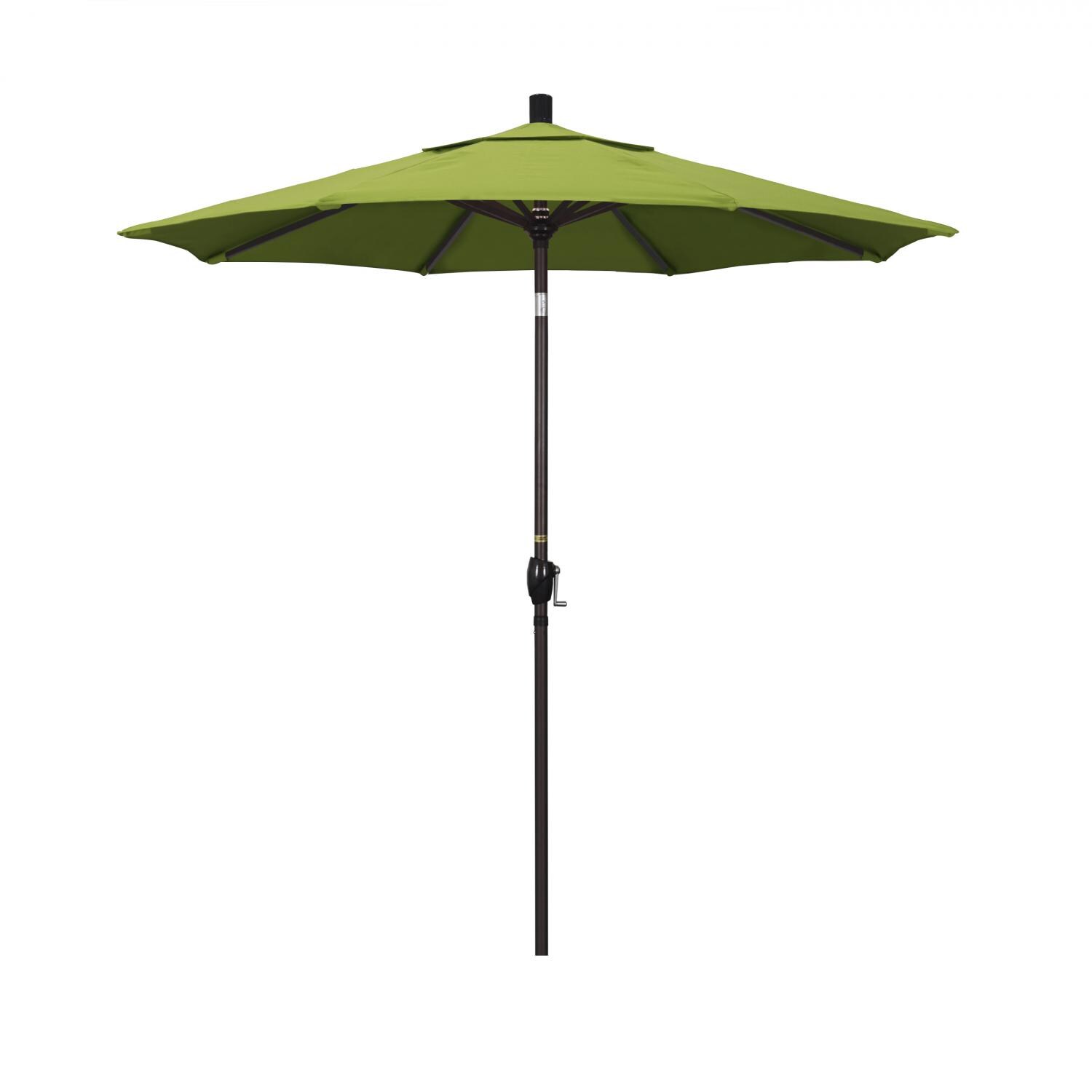 California Umbrella 7.5 Ft Octagonal Aluminum Push Button Tilt Patio Umbrella W/ Crank Lift & Aluminum Ribs - Bronze Frame / Sunbrella Canvas Macaw Canopy thumbnail