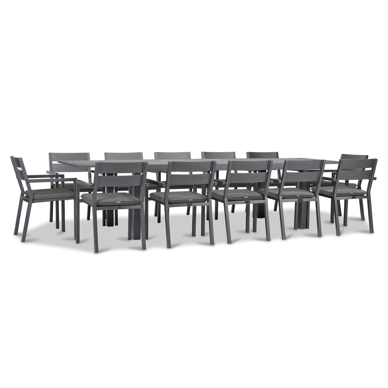 Calm Bay 13 Pc Extendable Dining Set in Slate/Canvas Charcoal by Lakeview - White Background 2 thumbnail