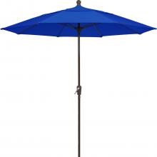 FiberBuilt 9 Ft. Aluminum Market Patio Umbrella With Crank Lift - Champagne Pole / Pacific Blue Olefin