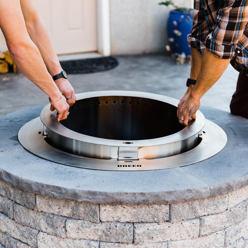 Breeo BR-IN24RD X Series 24 Inch Stainless Steel Round Insert Ring - Adding Fire Pit - Lifestyle thumbnail