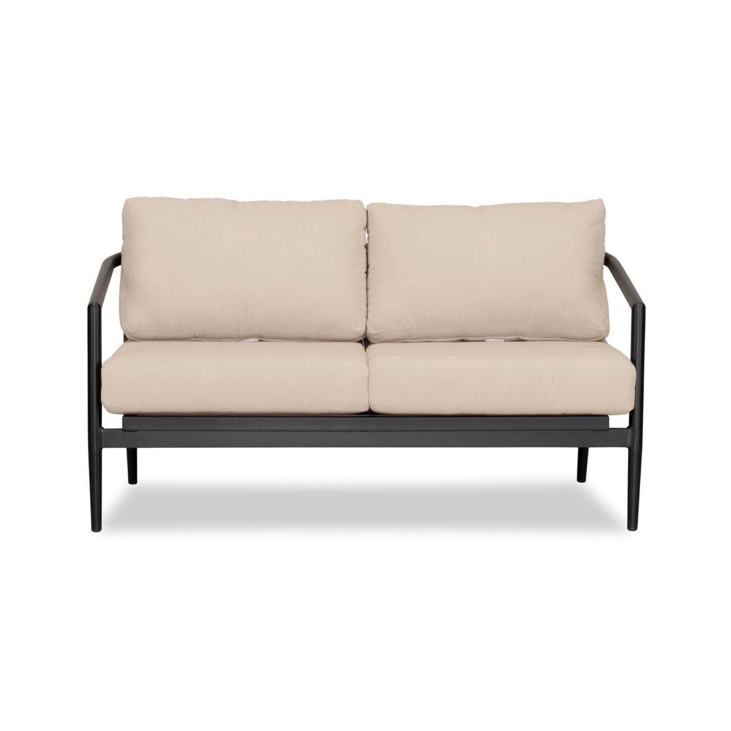 Midnight Cove 2 Person Aluminum Loveseat in Black/Canvas Flax by Lakeview Outdoor Designs