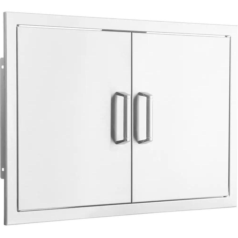 BBQGuys Signature 23 1/2 Inch Stainless Steel Double Access Door - Contempo - Angled View - White Background thumbnail