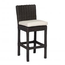 Cardiff Wicker Patio Counter Height Bar Stool W/ Sunbrella Canvas Flax Cushion By Sunset West