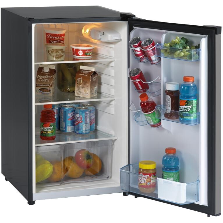 Avanti 4.5 Cu. Ft. Compact Refrigerator - Stainless Steel / Black Cabinet - Door Open thumbnail